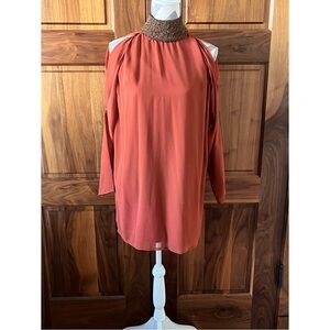 ASOS Rust Mini Dress with Beaded Neckline